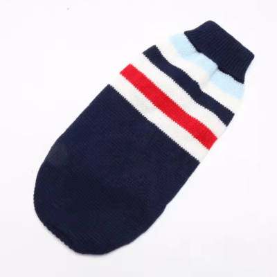 avec finition soignee pull pour chien bleu raye