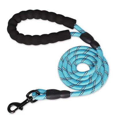 equippee poignee mousse douce longe pour chien bleue