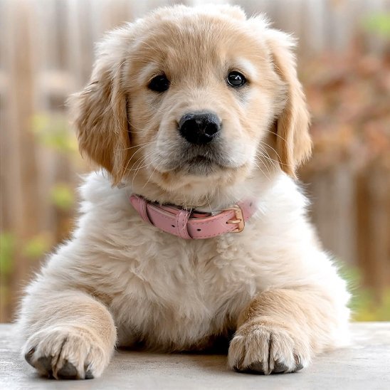 petit retriever attend nourriture vetu collier chien rose