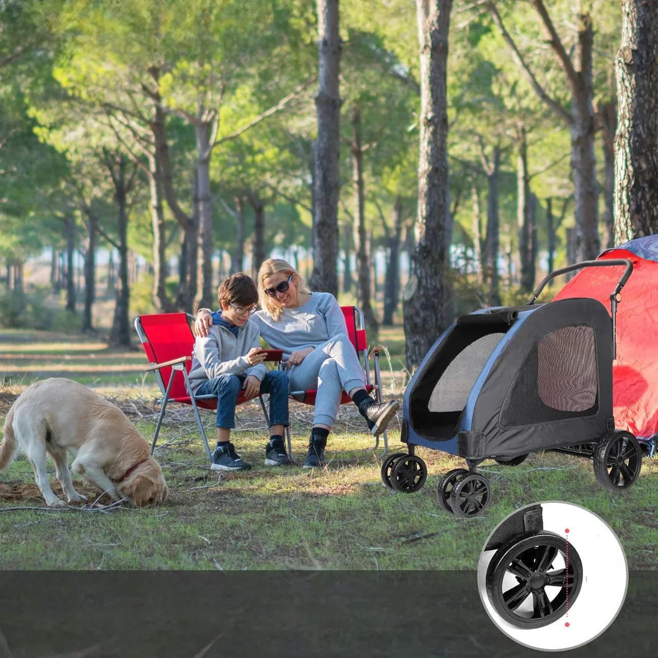 Poussette pour Chien - StrollyPet™ - Bleu - Chien dynamic