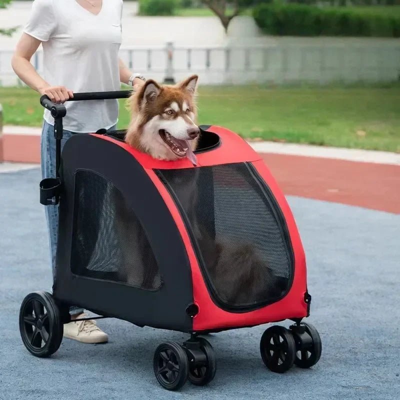 Poussette pour Chien - StrollyPet™ - Rouge - Chien dynamic