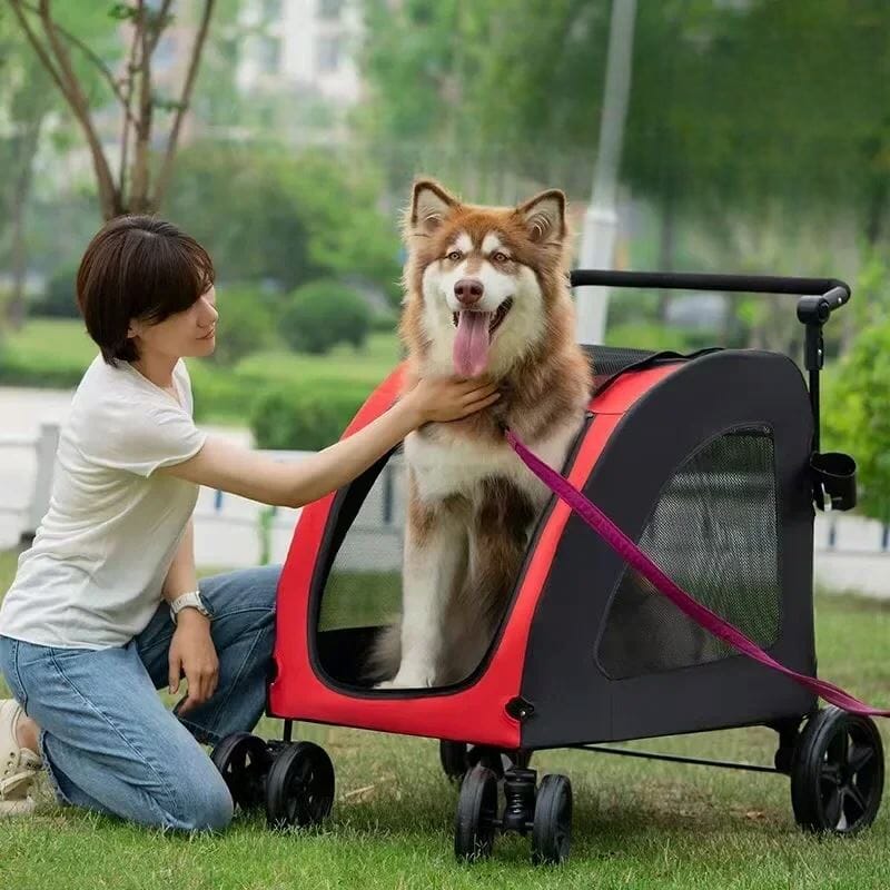 Poussette pour Chien - StrollyPet™ - Rouge - Chien dynamic