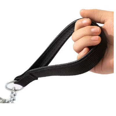 Poignee noire souple de laisse de chien chaine solide
