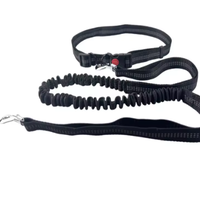 amortisseur elastique dans laisse chien main libre noire 