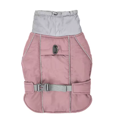 avec col double manteau pour chioen rose