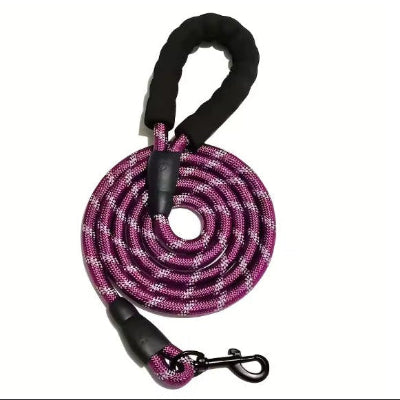 avec poignee rembourree mousqueton metal noir longe pour chien violet