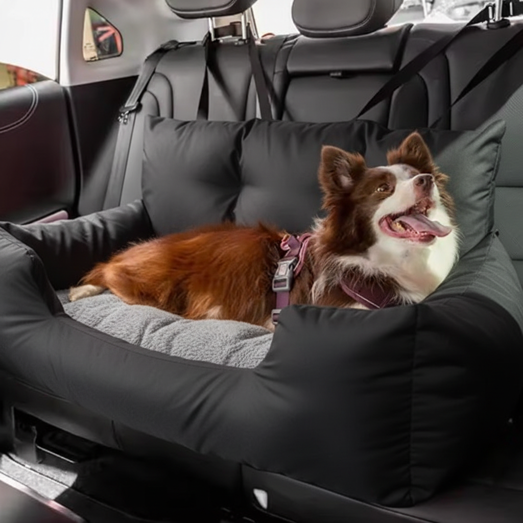 border collie assis siège auto pour chien noir