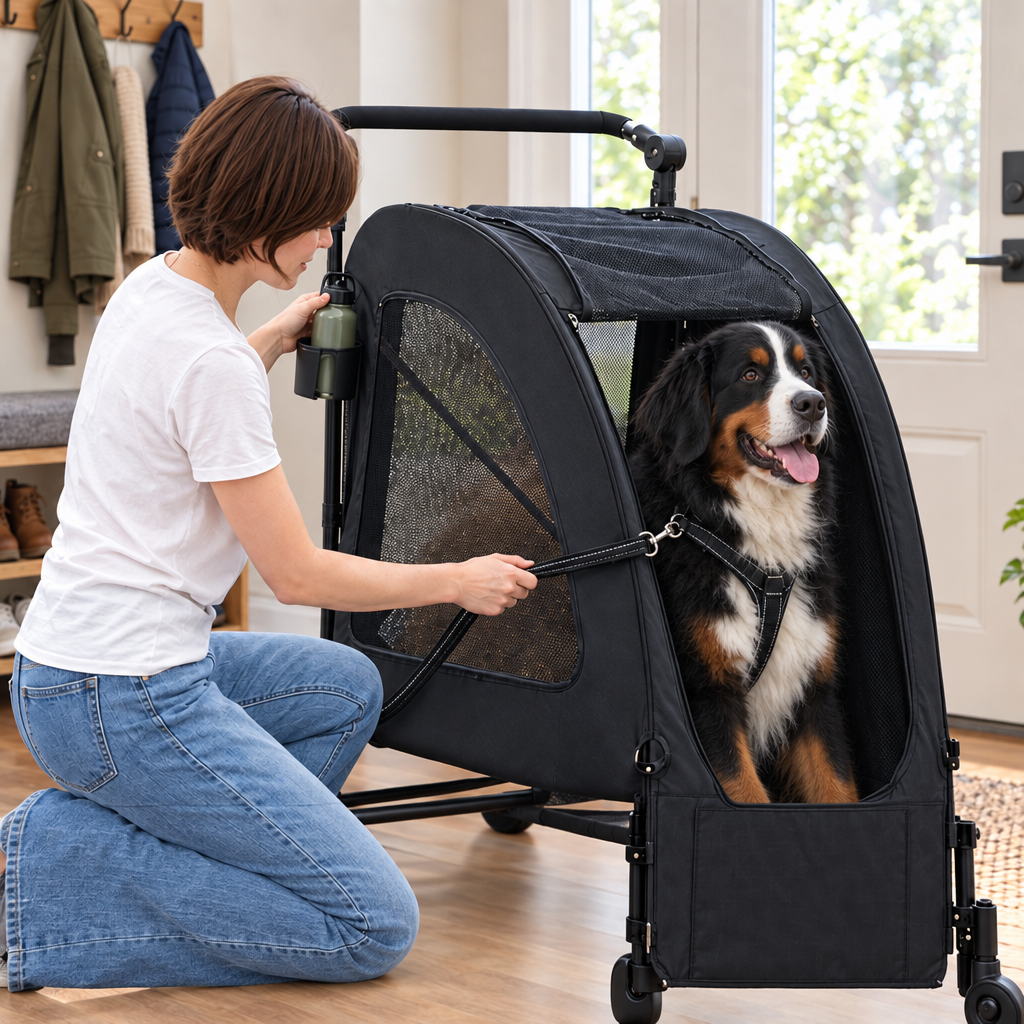 bouvier bernois poussettes pour chiens noire prepare sortie