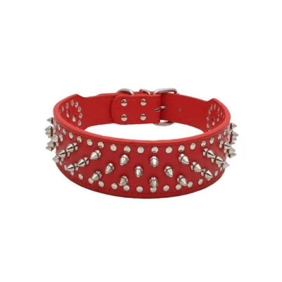 collier chien cloute cuir rouge design imposant