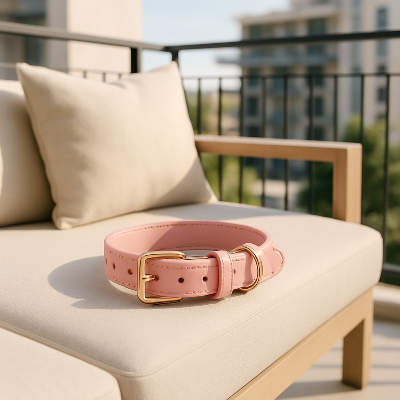 collier chien rose boucle reglable renforcee canape
