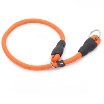 collier coulissant chien orange avec stop caoutchouc