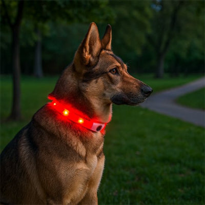 collier lumineux chien led rouge pour berger allemand