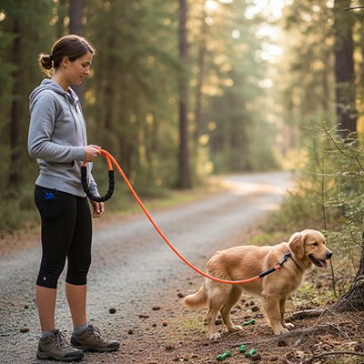 controlee par longe pour chien golden retriever en exploration