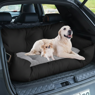 deux chiens dans siege auto pour chien noir coffre 