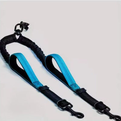  double laisse pour chien bleue resistante avec poignee ergonomique