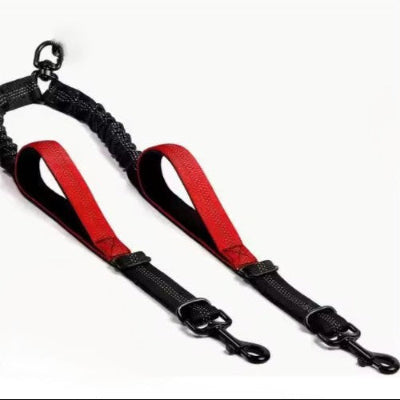  double laisse pour chien rouge solide