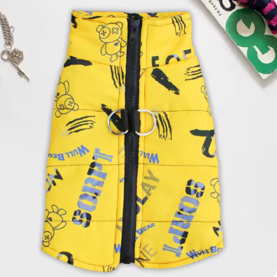 doudoune matelassee jaune graphiques manteau chien fermeture eclair