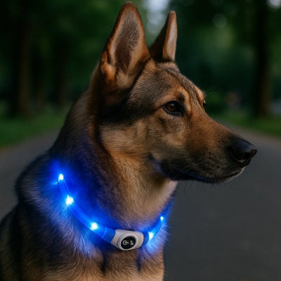  equipe un collier lumineux chien bleu berger allemand vise