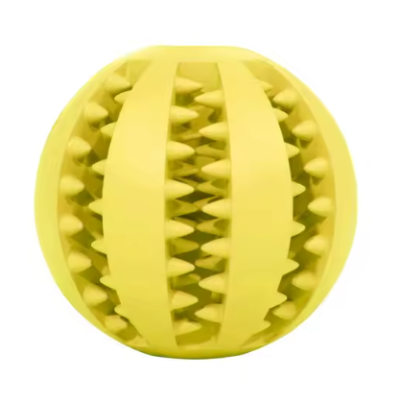 exercice ludique balle pour chien jaune rebondissante