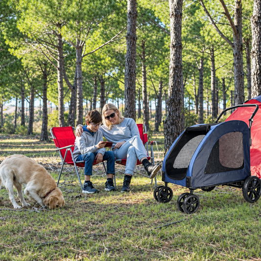  femme enfant chien beige poussettes pour chiens bleue camping 