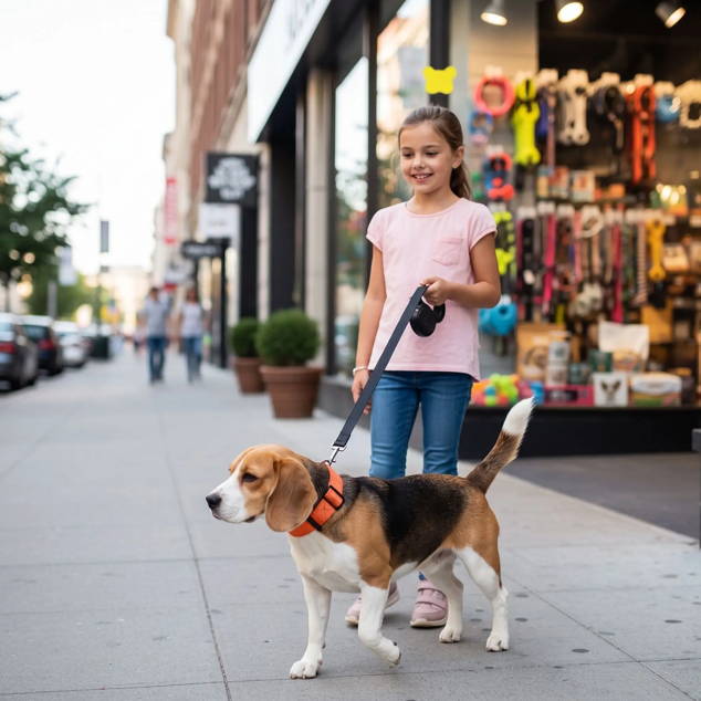 fille magasin beagle collier tactique chien orange