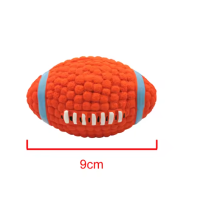 football ovale orange texture 9 cm balle chien caoutchouc