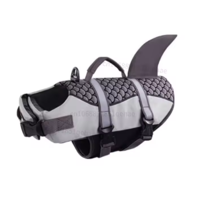 gilet de sauvetage chien gris dote poignee solide
