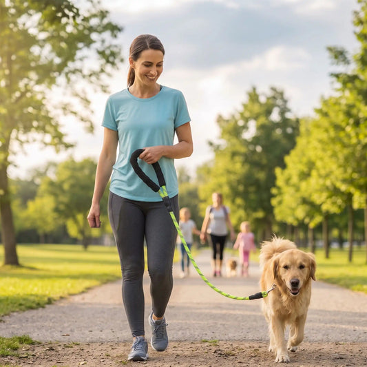 golden porte laisse chien promène avec fille au parc