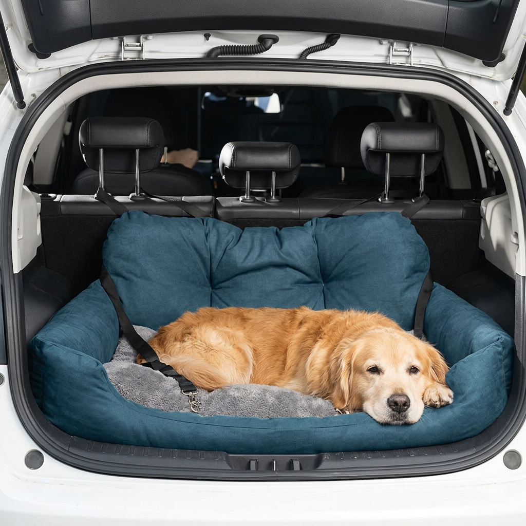 corgi heureux  siège auto pour chien vert