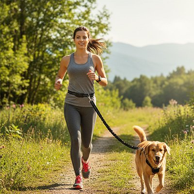 golden retriever tire avec laisse canicross amortissante