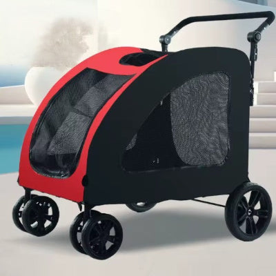 grande cabine rouge noir poussettes pour chiens