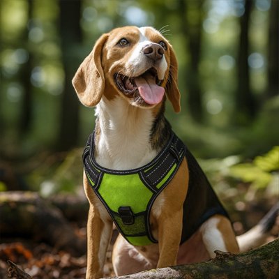 harnais lumineux led chien beagle ventre balade foret