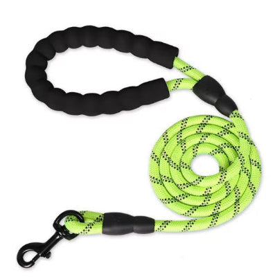  haute visibilite poignee confort ergonomique longe pour chien vert fluo