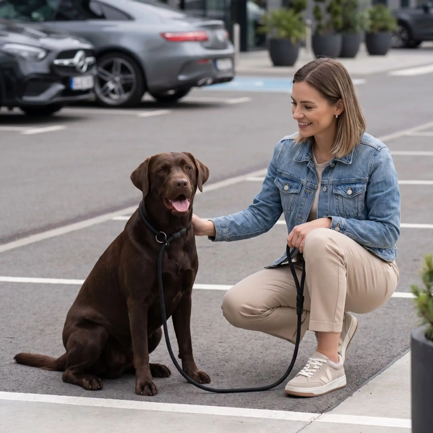 labrador collier chien coulissant noir stationnement