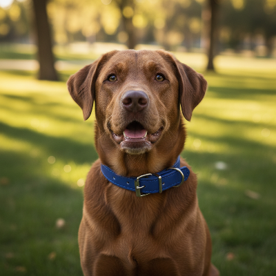 labrador marron vetu collier pour chien sur gazon