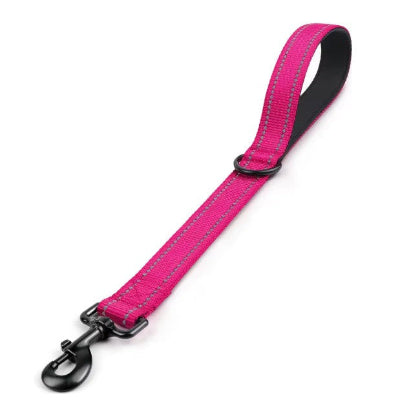 laisse chien courte rose faite avec materiaux resistants 