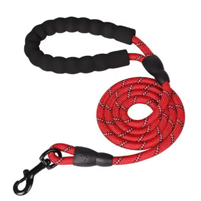 longe pour chien rouge resistante poignee ergonomique mousqueton securise