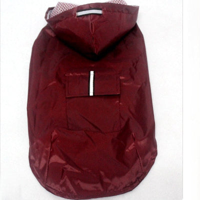 manteau chien bordeau avec bandes reflechissantes