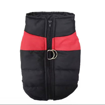 manteau matelasse vetement chien noir bande rouge reflechissante