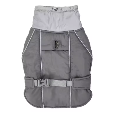 manteau pour chien gris avec doublure matelassee