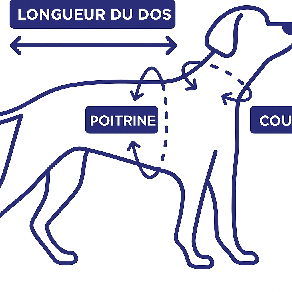 mesure sur dessin manteau pour chien