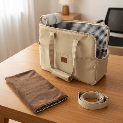  mobilite pratique sac transport chien beige leger respirant