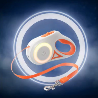 orange fluo securite nuit laisse chien enrouleur