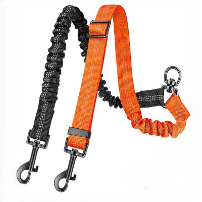 orange noir elastique amortisseur laisse double pour chien