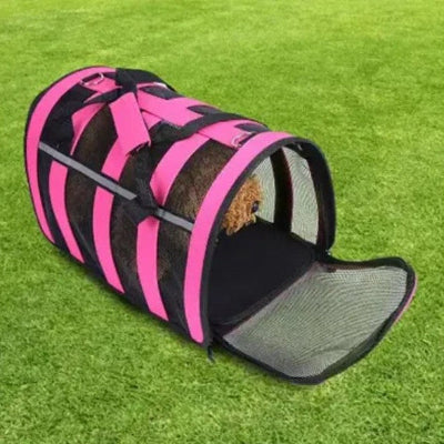 ouverture laterale pratique sac de transport pour chien rose