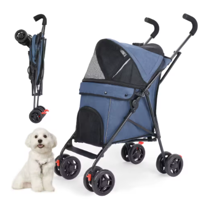 poussette pour chien bleu pliable legere