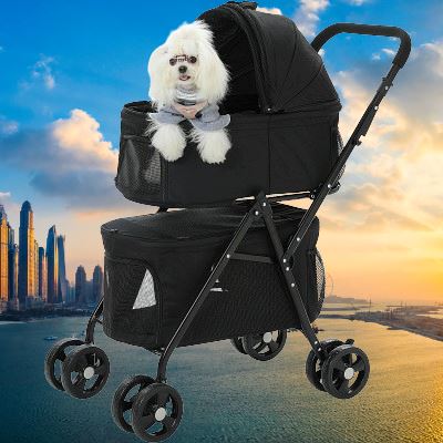 Poussette pour Chien - PetStroller™ - Noir - Chien dynamic