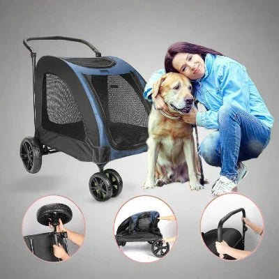 Poussette pour Chien - StrollyPet™ - Bleu - Chien dynamic
