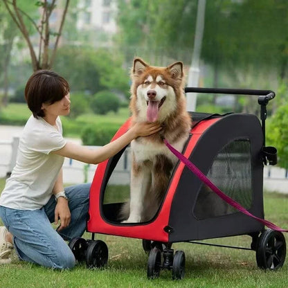 Poussette pour Chien - StrollyPet™ - Rouge - Chien dynamic