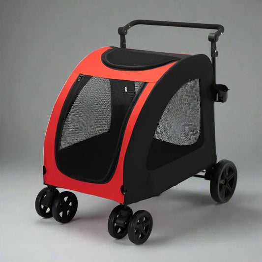 Poussette pour Chien - StrollyPet™ - Rouge - Chien dynamic
